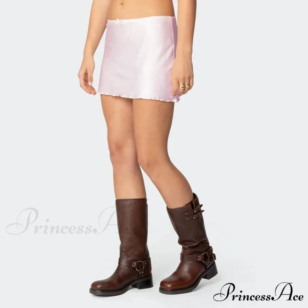 Smooth Monotone Lower Waist Skirt