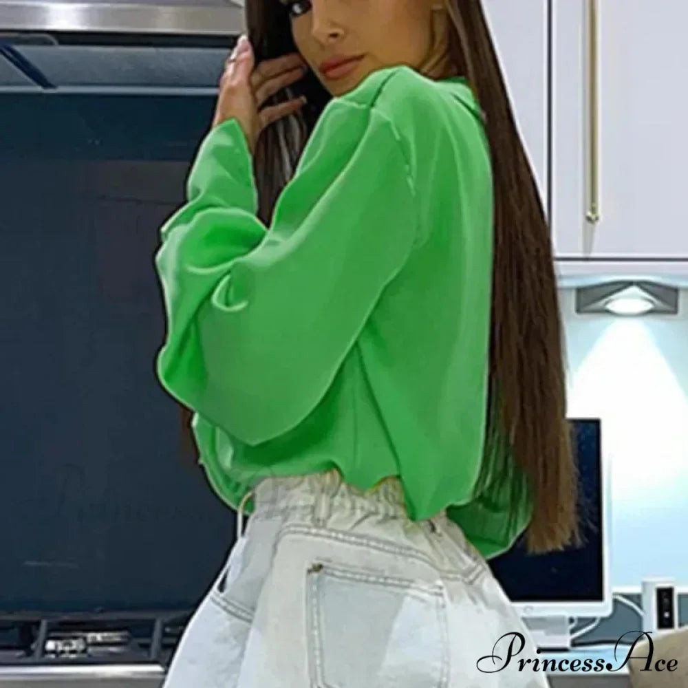 Smooth Silk Baggy Informal Satin Extended Sleeve Blouse