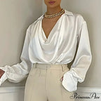 Smooth Silk Baggy Informal Satin Extended Sleeve Blouse