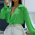 Smooth Silk Baggy Informal Satin Extended Sleeve Blouse