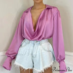 Smooth Silk Baggy Informal Satin Extended Sleeve Blouse