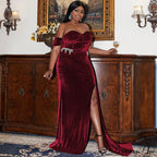 Smooth Single Shoulder Opening Full Length Prom Dress