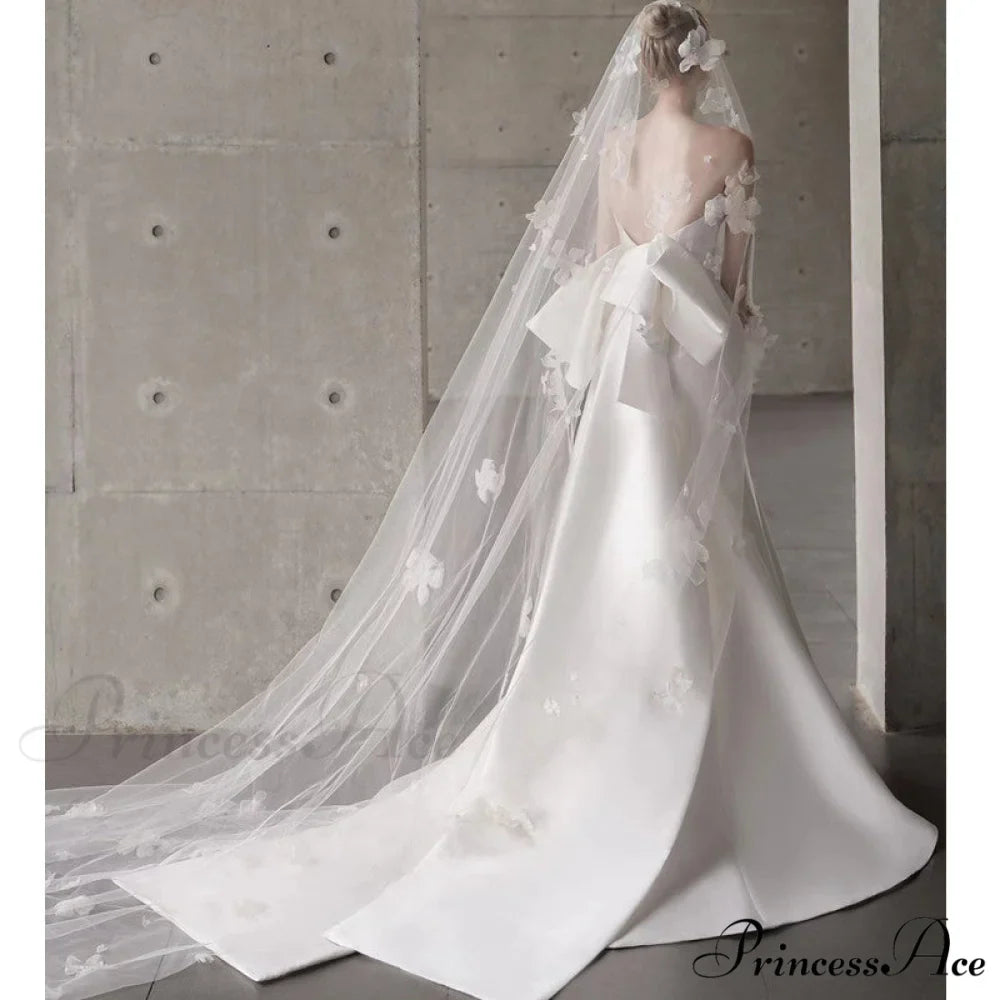 Smooth Strapless Bow Wedding Gown