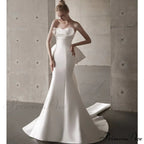 Smooth Strapless Bow Wedding Gown