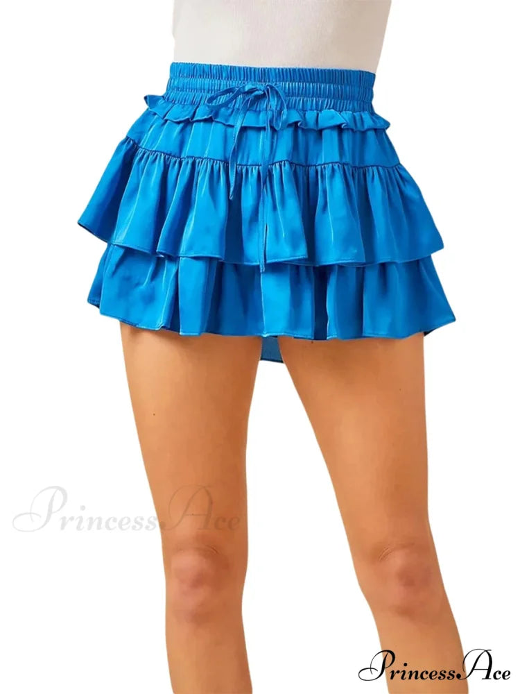 Smooth Tiered Flared Pleated Skirt