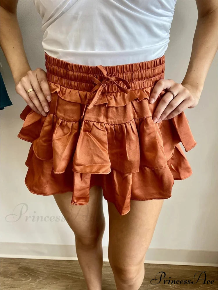 Smooth Tiered Flared Pleated Skirt