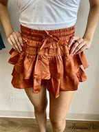 Smooth Tiered Flared Pleated Skirt