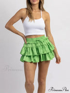 Smooth Tiered Flared Pleated Skirt