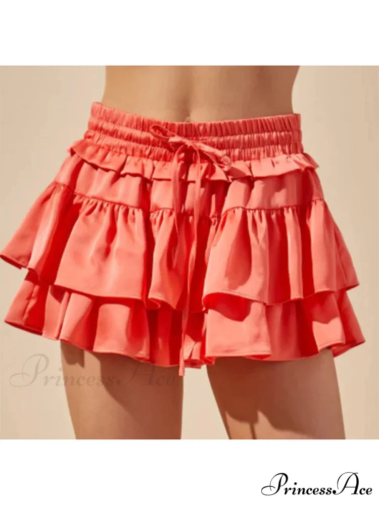 Smooth Tiered Flared Pleated Skirt