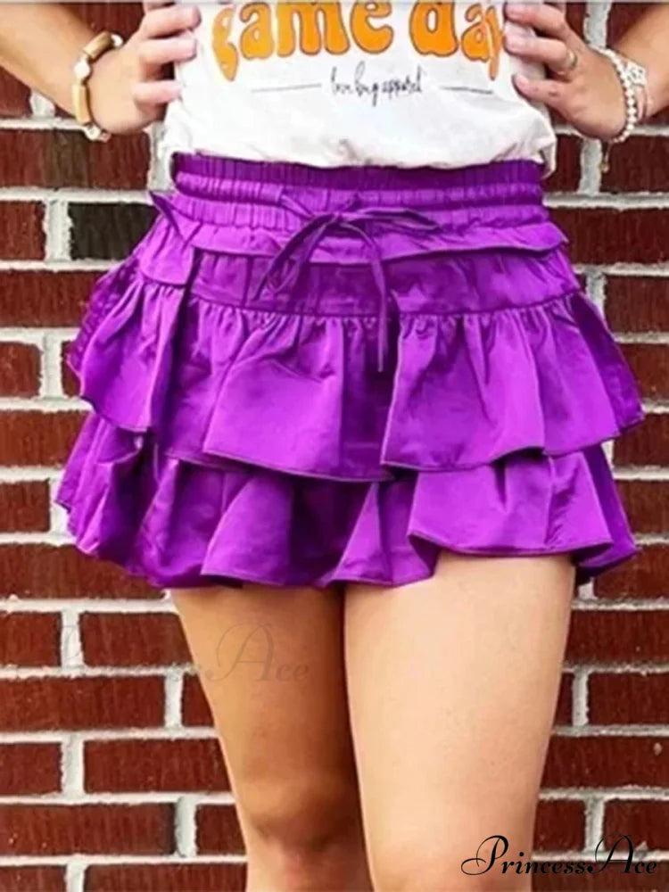 Smooth Tiered Flared Pleated Skirt
