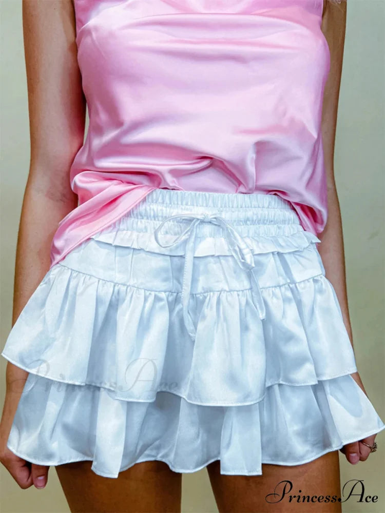 Smooth Tiered Flared Pleated Skirt