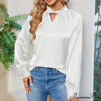 Smooth Y2K White V-neck Extended Sleeve Blouse