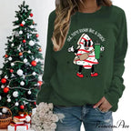 Snack Print Round Neck Christmas Hoodie - Casual Long Sleeve