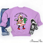 Snack Print Round Neck Christmas Hoodie - Casual Long Sleeve