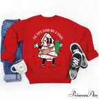 Snack Print Round Neck Christmas Hoodie - Casual Long Sleeve