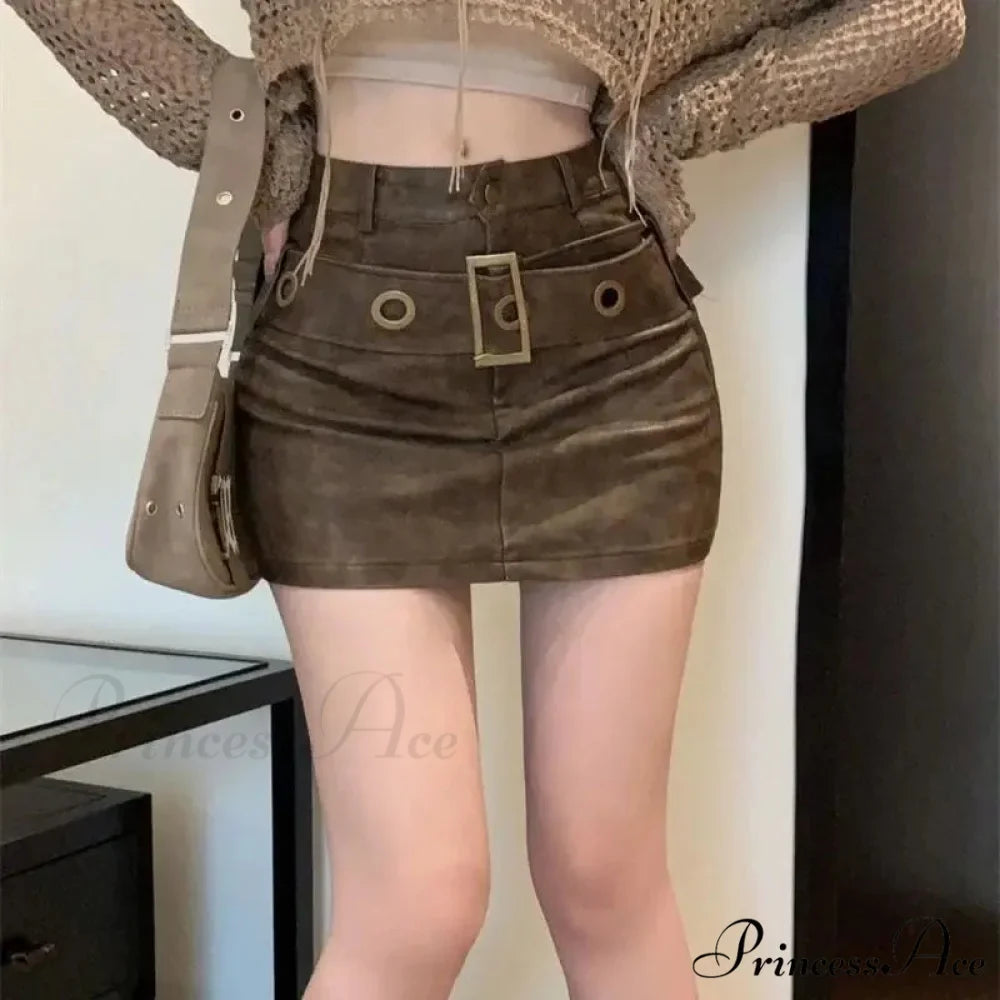 Snug Hip-Encased Leather Skirt