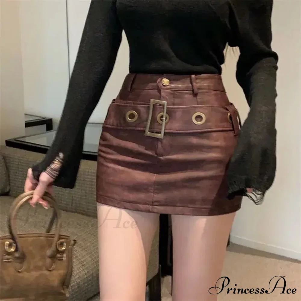 Snug Hip-Encased Leather Skirt