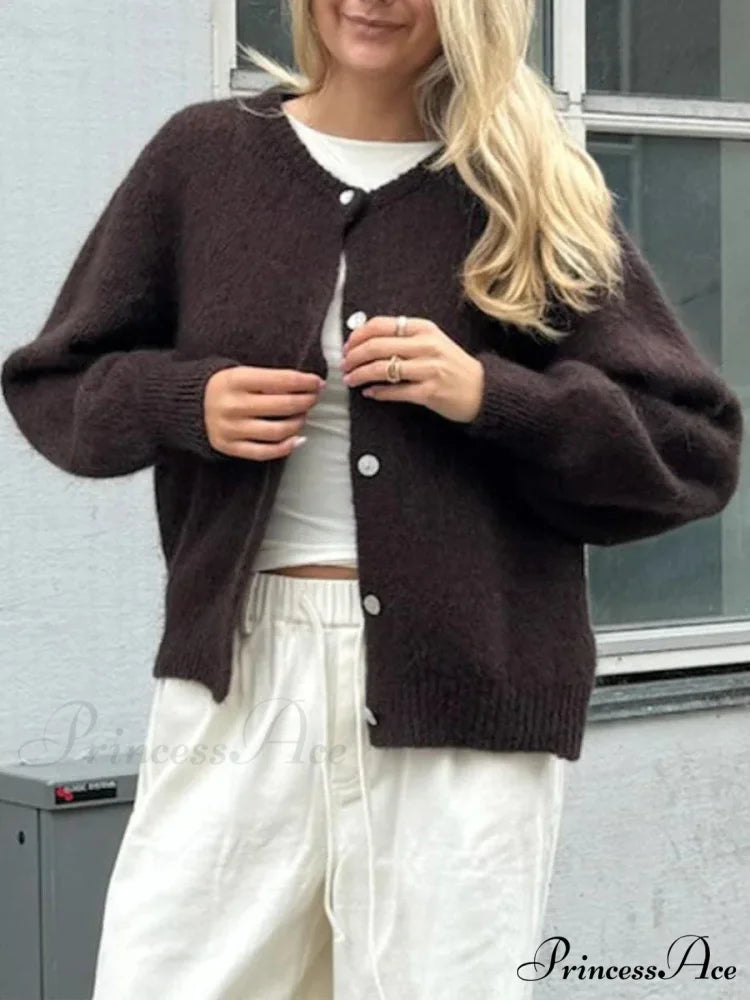 Soft Button-Up Long Sleeve Knit Cardigan