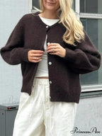 Soft Button-Up Long Sleeve Knit Cardigan