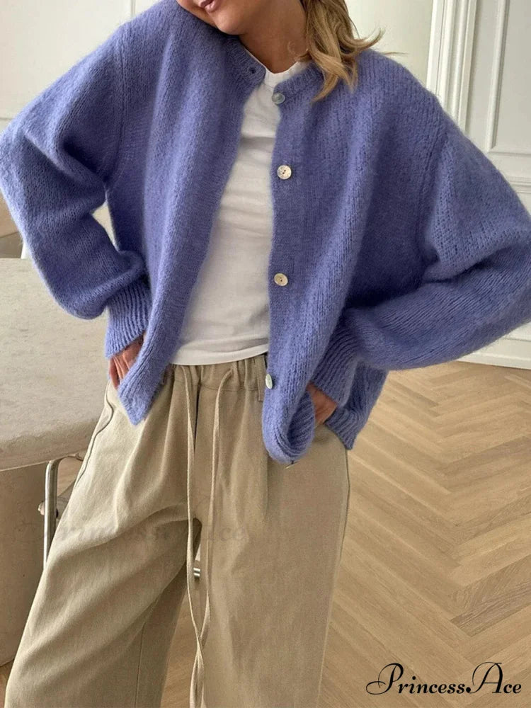 Soft Button-Up Long Sleeve Knit Cardigan