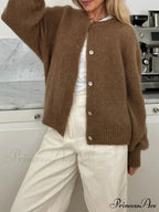 Soft Button-Up Long Sleeve Knit Cardigan