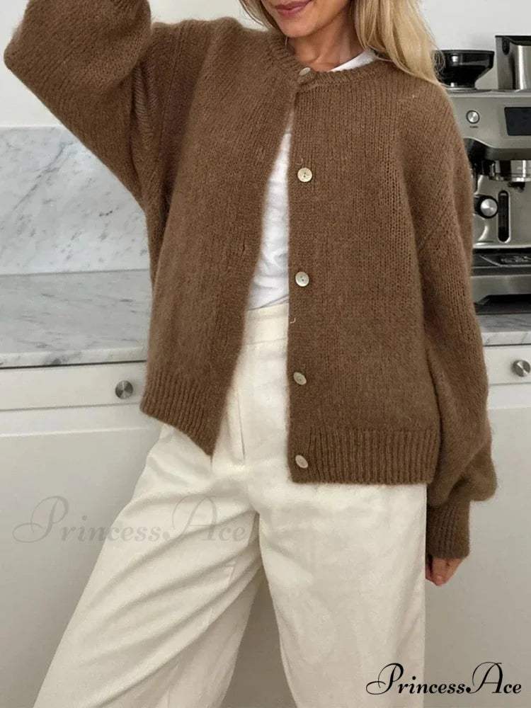 Soft Button-Up Long Sleeve Knit Cardigan