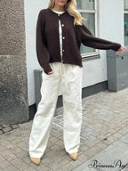 Soft Button-Up Long Sleeve Knit Cardigan