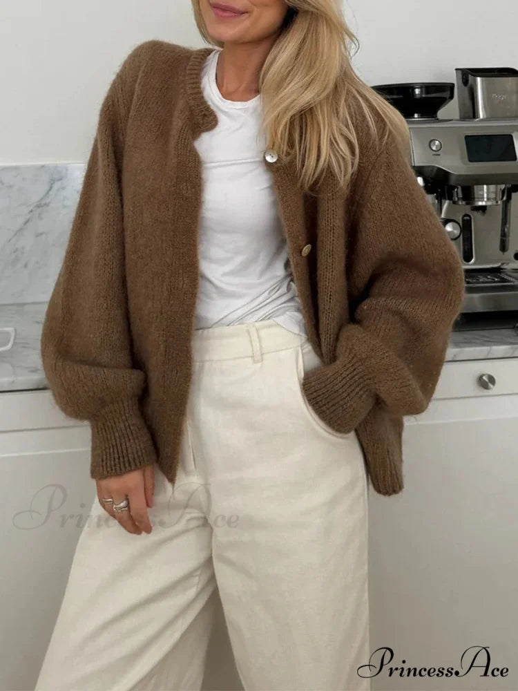 Soft Button-Up Long Sleeve Knit Cardigan