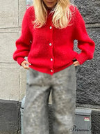 Soft Button-Up Long Sleeve Knit Cardigan