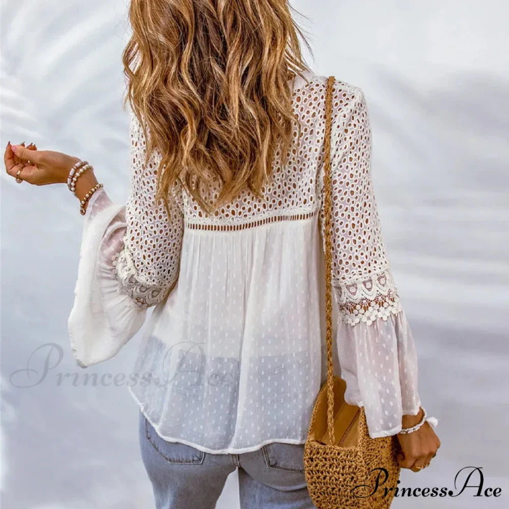 Soft Embroidery Fringe Patchwork Chiffon Bohemian Top
