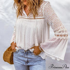 Soft Embroidery Fringe Patchwork Chiffon Bohemian Top