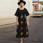 Soft Floral Stitched Bohemian Dress