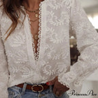 Soft Floral Stitching V-Neck Bohemian Top