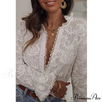 Soft Floral Stitching V-Neck Bohemian Top