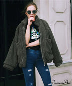 Soft Fur Plush Pocket Plus Size Teddy Coat