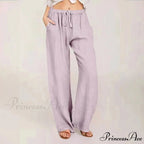 Soft Linen Broad Leg Drawstring Trousers