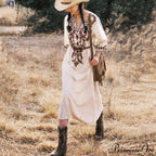 Soft Linen Flowery Bohemian Dress