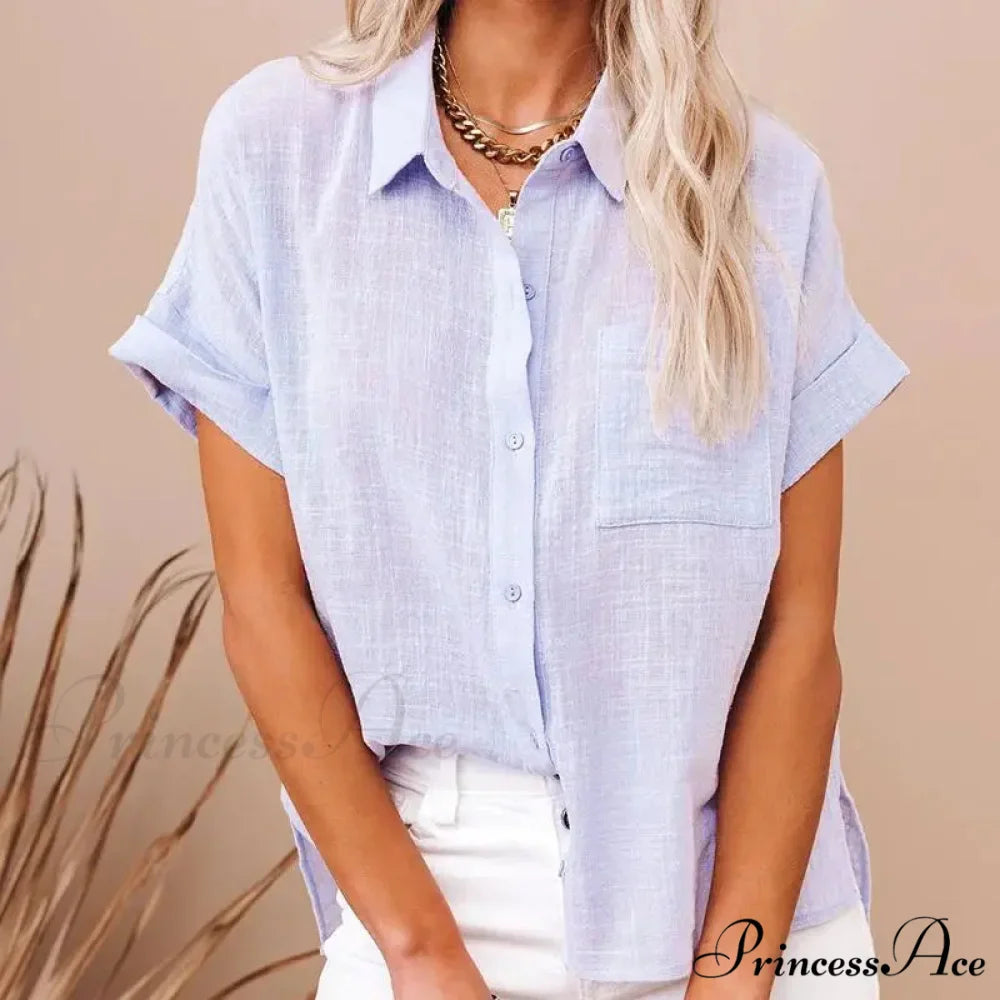 Soft Linen Informal Short Sleeve Stylish Blouse