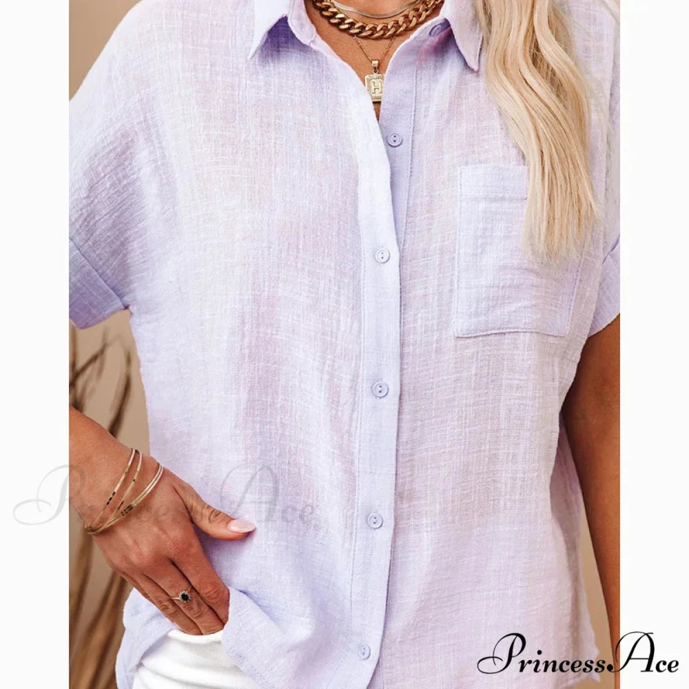Soft Linen Informal Short Sleeve Stylish Blouse