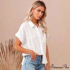 Soft Linen Informal Short Sleeve Stylish Blouse