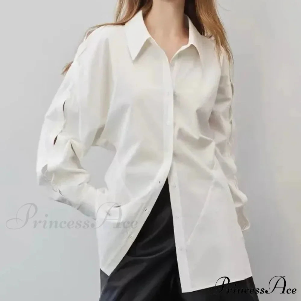 Soft Long Sleeve Button Up Informal Workplace Blouse