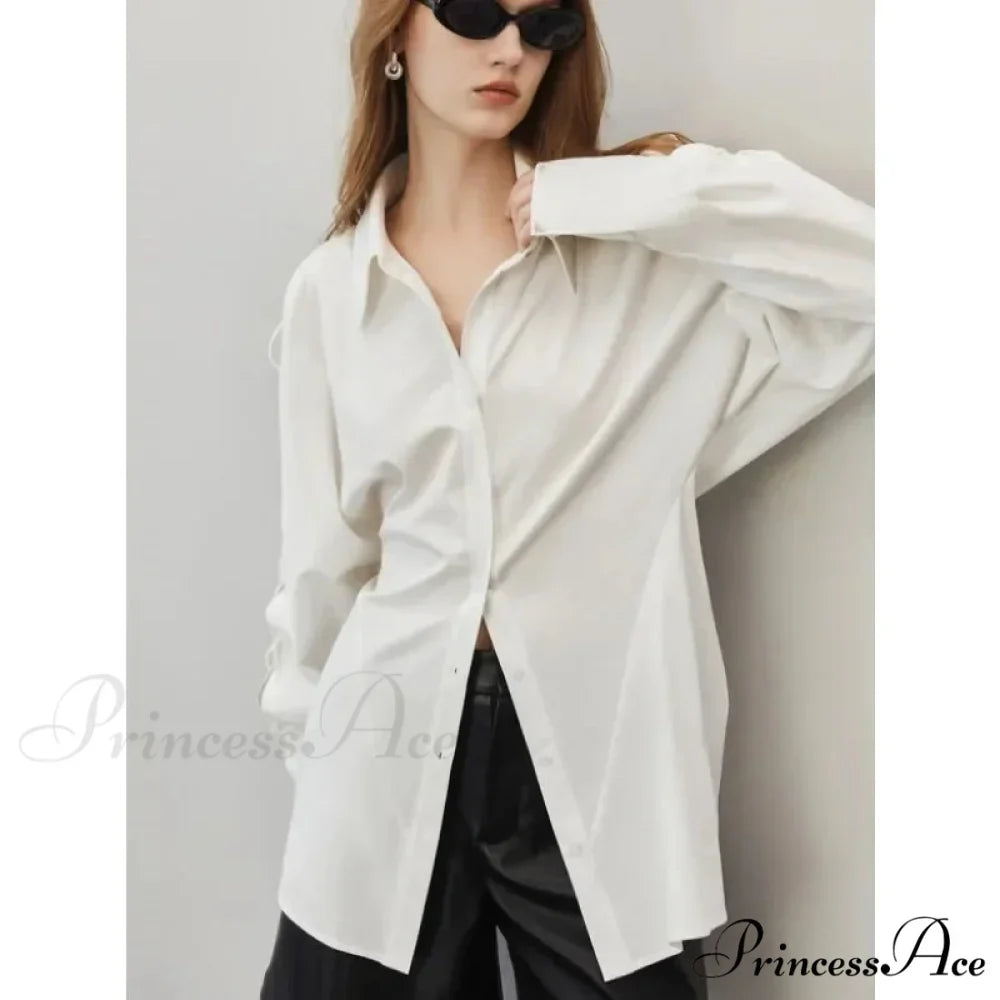 Soft Long Sleeve Button Up Informal Workplace Blouse