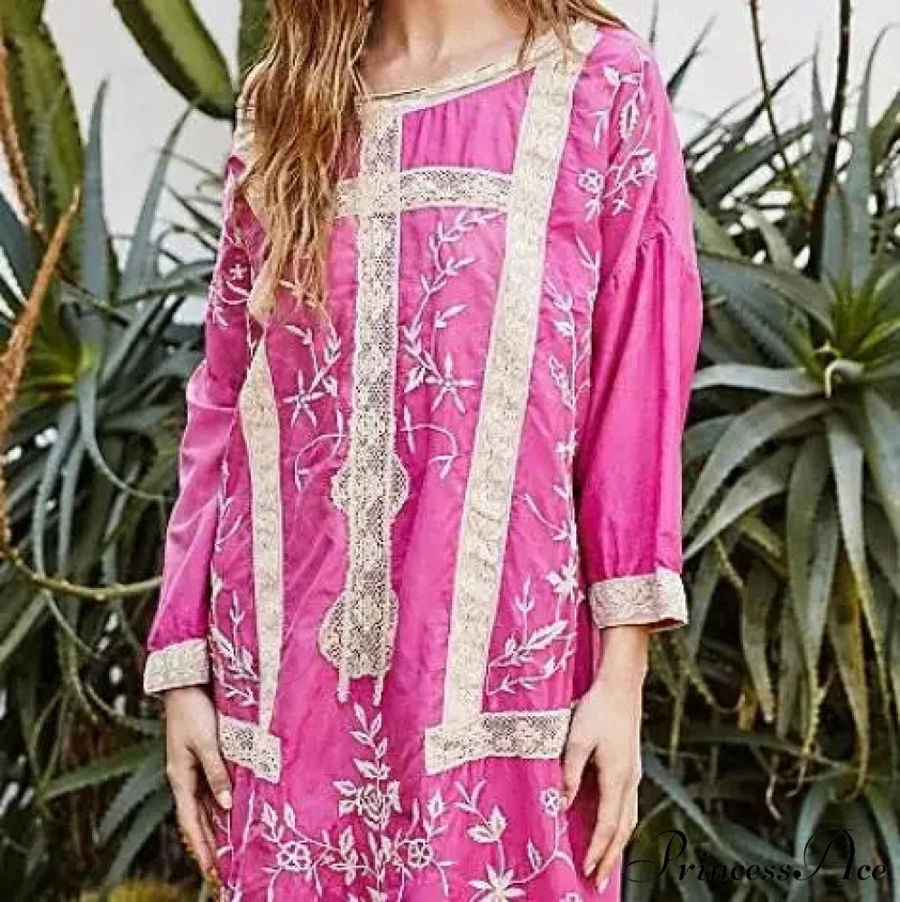Soft Rayon Long Sleeve Bohemian Dress