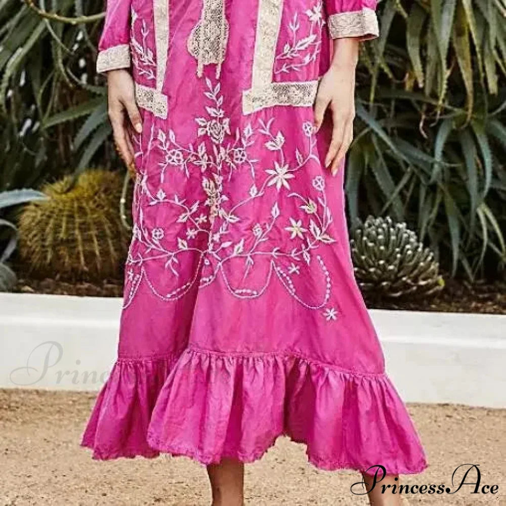 Soft Rayon Long Sleeve Bohemian Dress