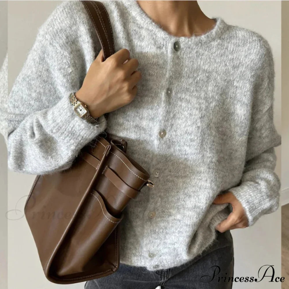 Soft Single-breasted Knit Cardigan