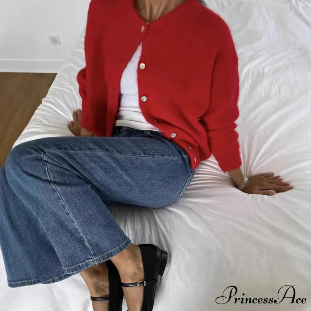 Soft Single-breasted Knit Cardigan