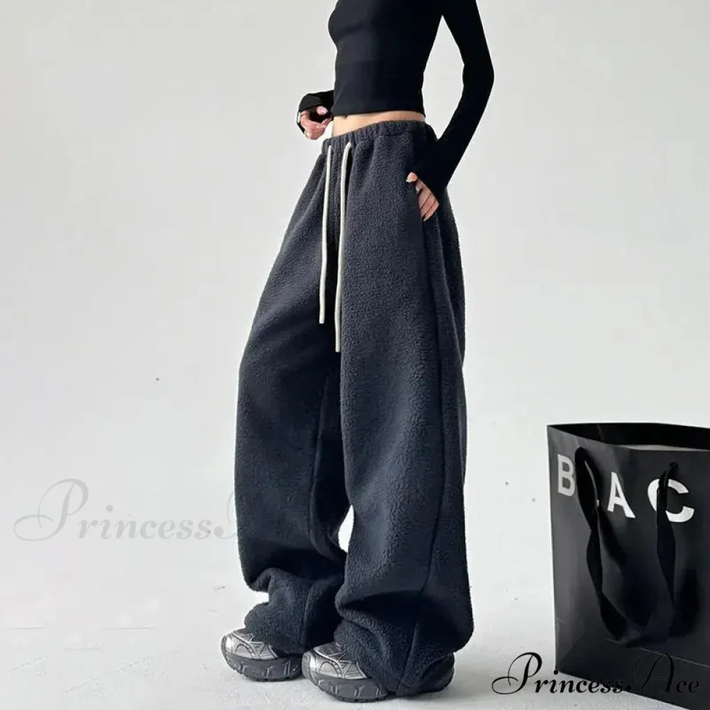 Soft Thicken Wool Wide Leg Trousers