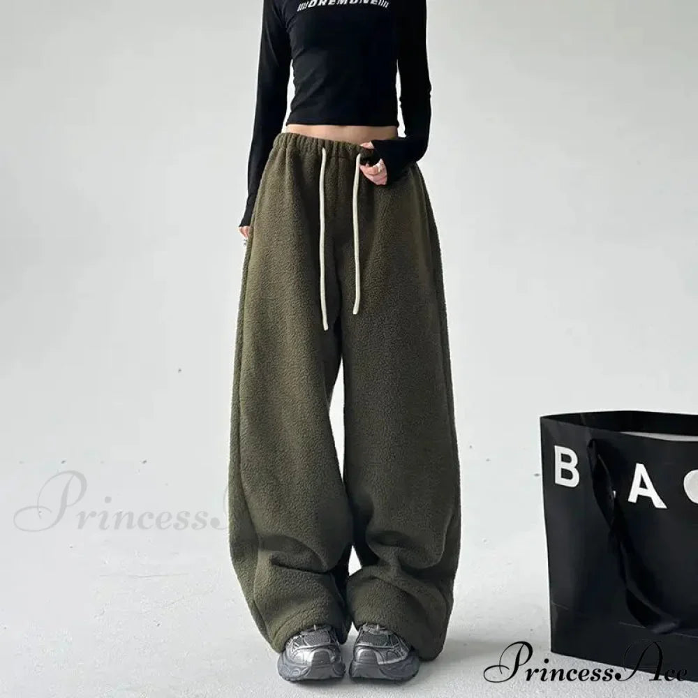 Soft Thicken Wool Wide Leg Trousers