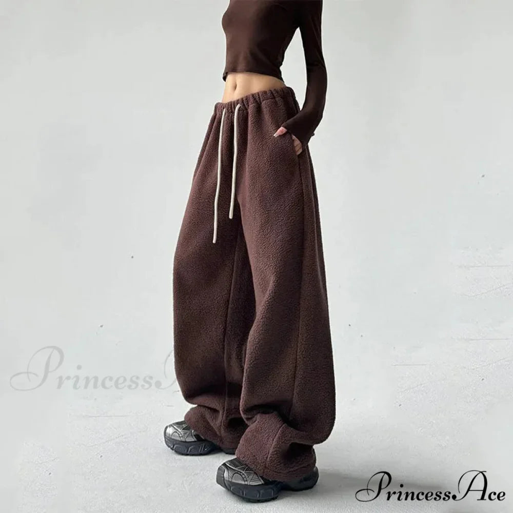 Soft Thicken Wool Wide Leg Trousers