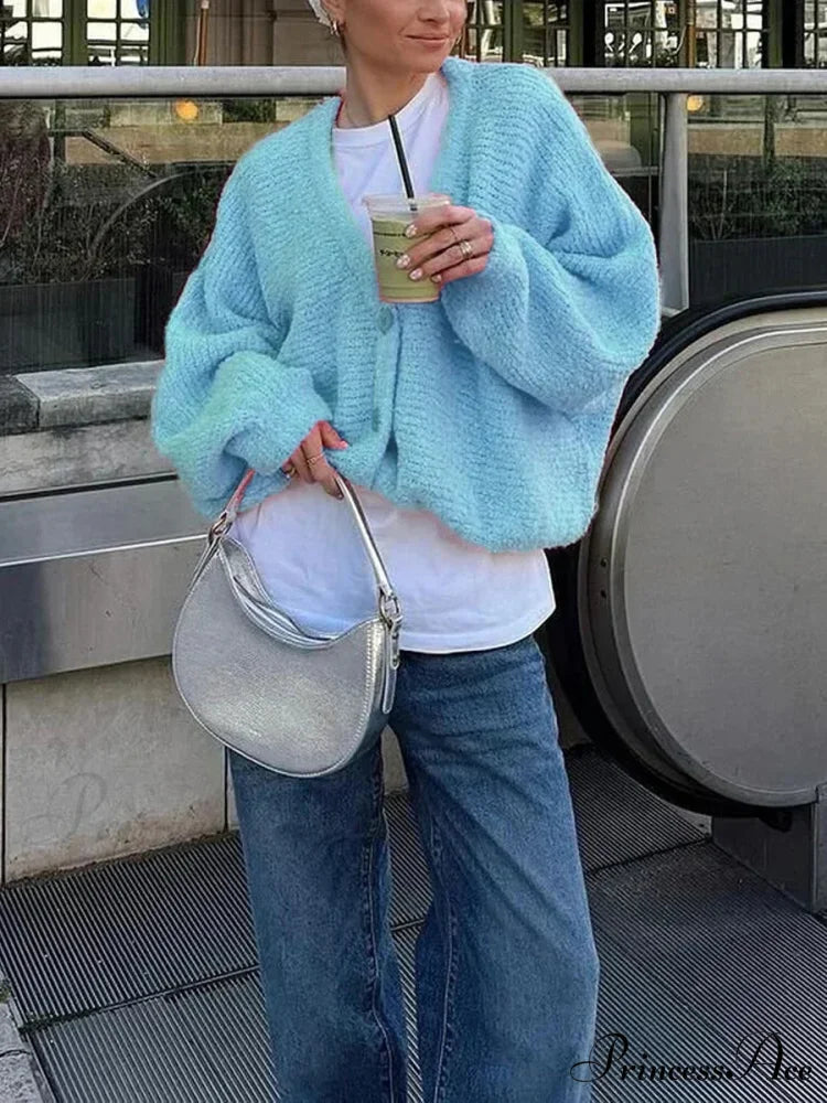 Soft V-neck Button-front Cardigan